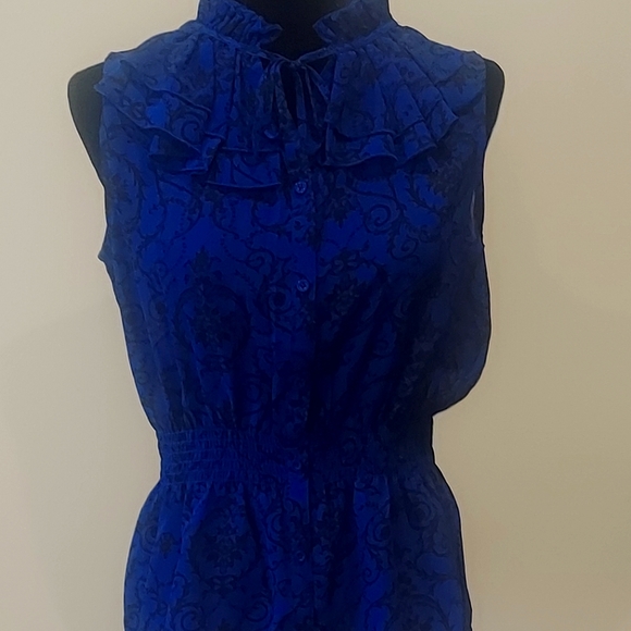 George Womens Blue and Black 5 Button Blouse Size XL